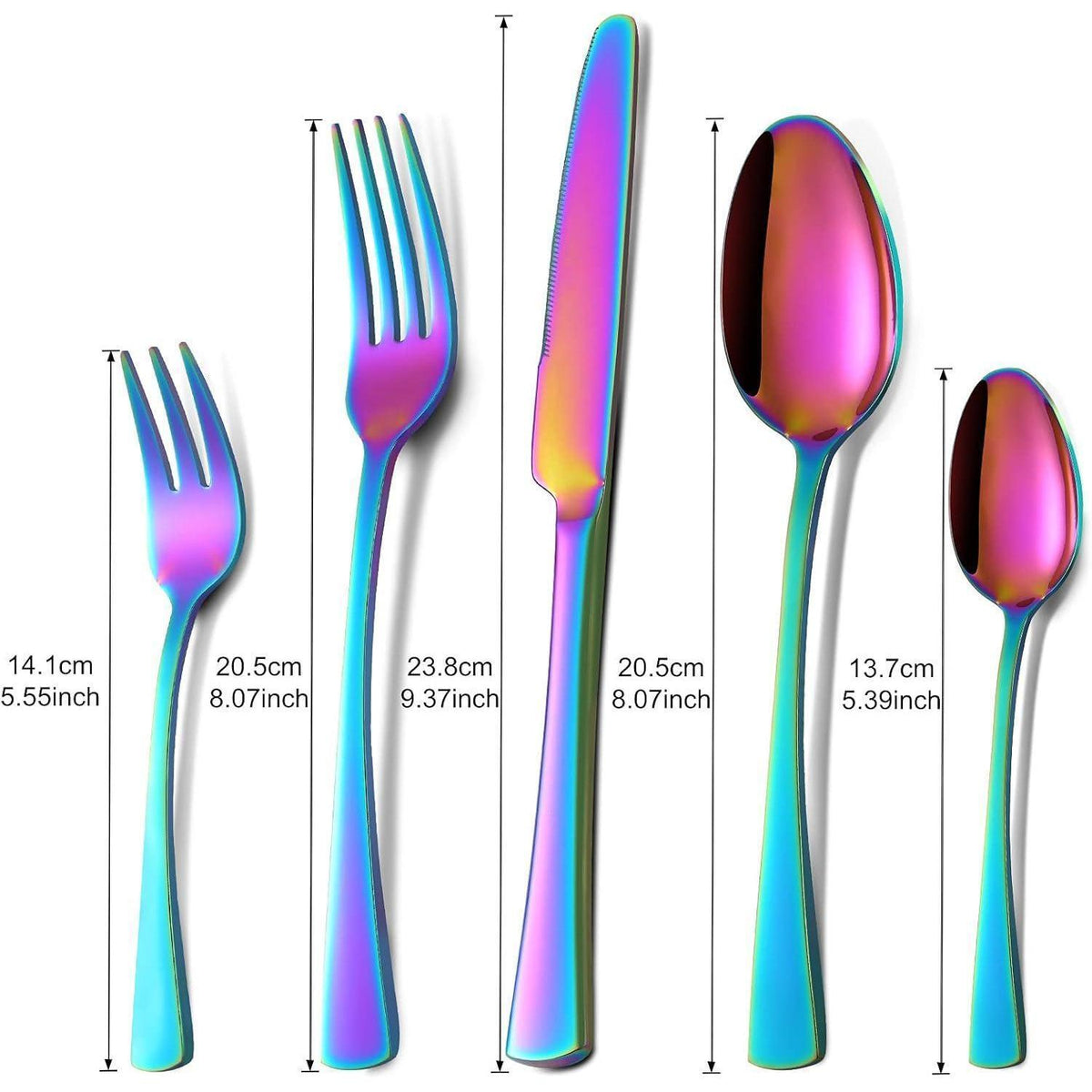 30-teiliges Regenbogen Besteckset für 6 Personen, Edelstahl, Spülmaschinenfest