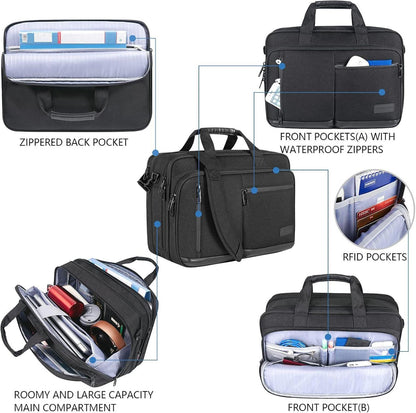 17.3 Zoll Laptoptasche Business Aktentasche Wasserdicht Schwarz