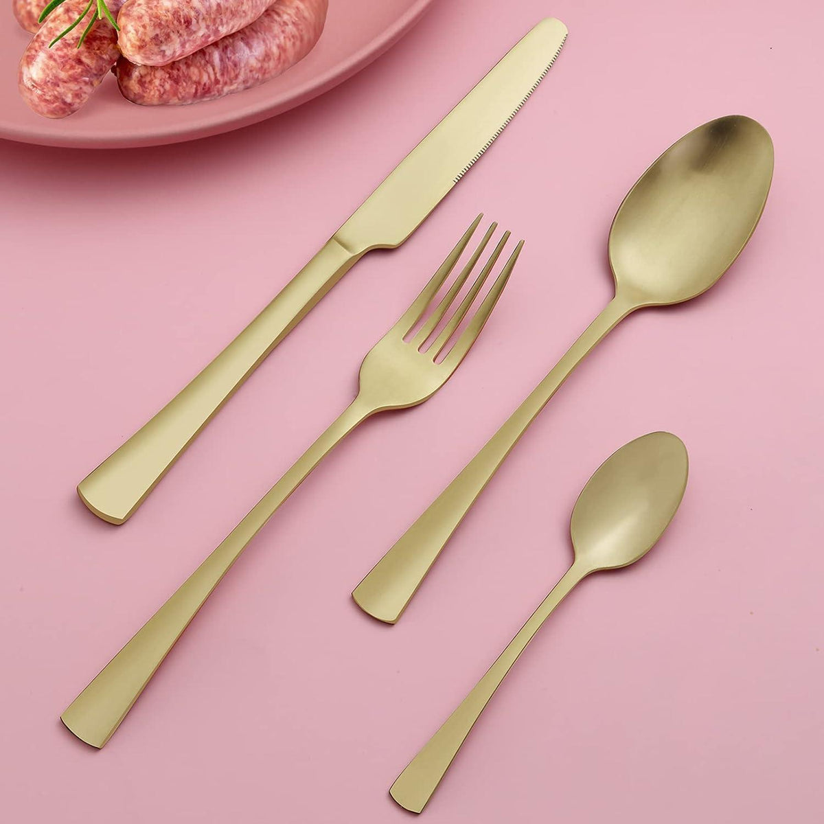 Besteckset 24 Teile Champagner Gold Matt für 6 Personen