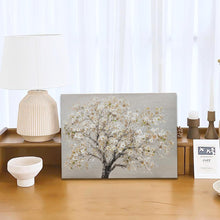 Blumiges Cerasus Baum Leinwandbild mit Rahmen 30x40cm Braun