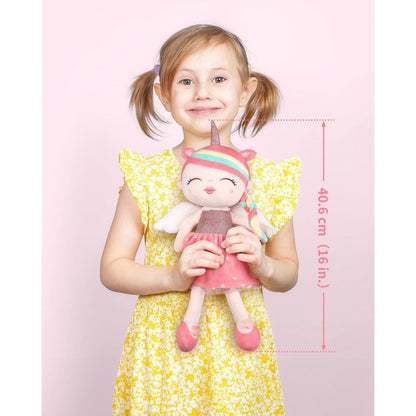 Einhorn Plüschpuppe Mädchen 40cm Weiche Stoffpuppe Geschenk