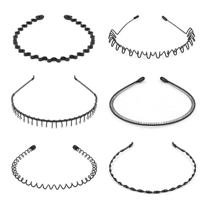 Metall Haarreifen Set 6 Stück Schwarz Stirnband Zubehör