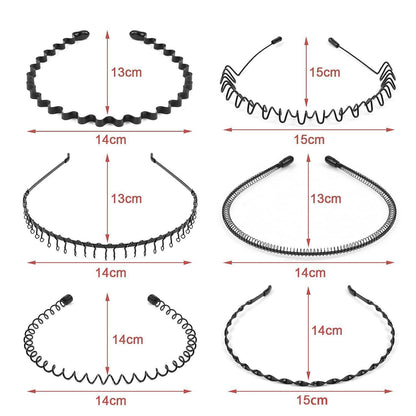 Metall Haarreifen Set 6 Stück Schwarz Stirnband Zubehör