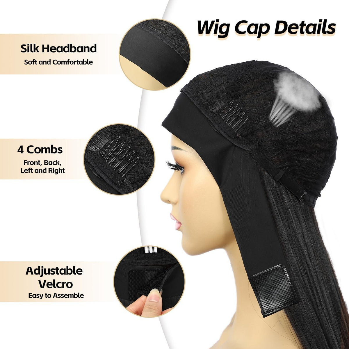 Synthetische Body Wave Stirnband Perücke – Lang, Schwarz, 26 Zoll