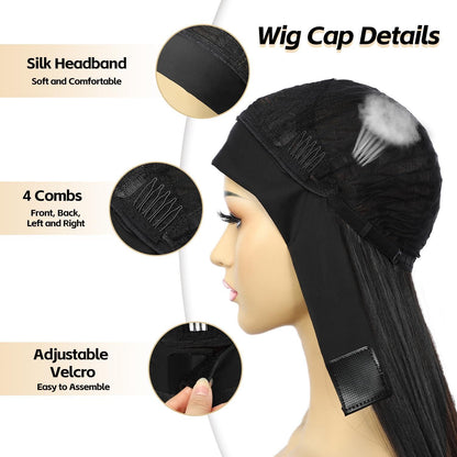 Synthetische Body Wave Stirnband Perücke – Lang, Schwarz, 26 Zoll