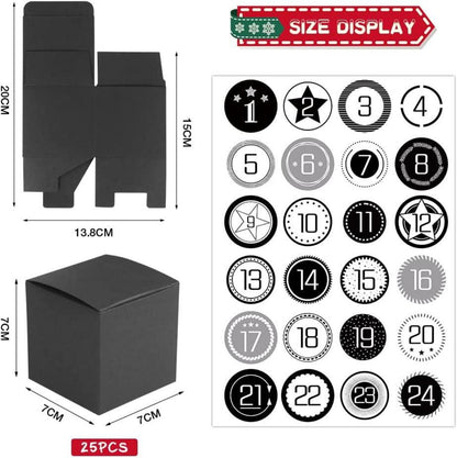 Adventskalender zum Befüllen 24 DIY Geschenkboxen Schwarz