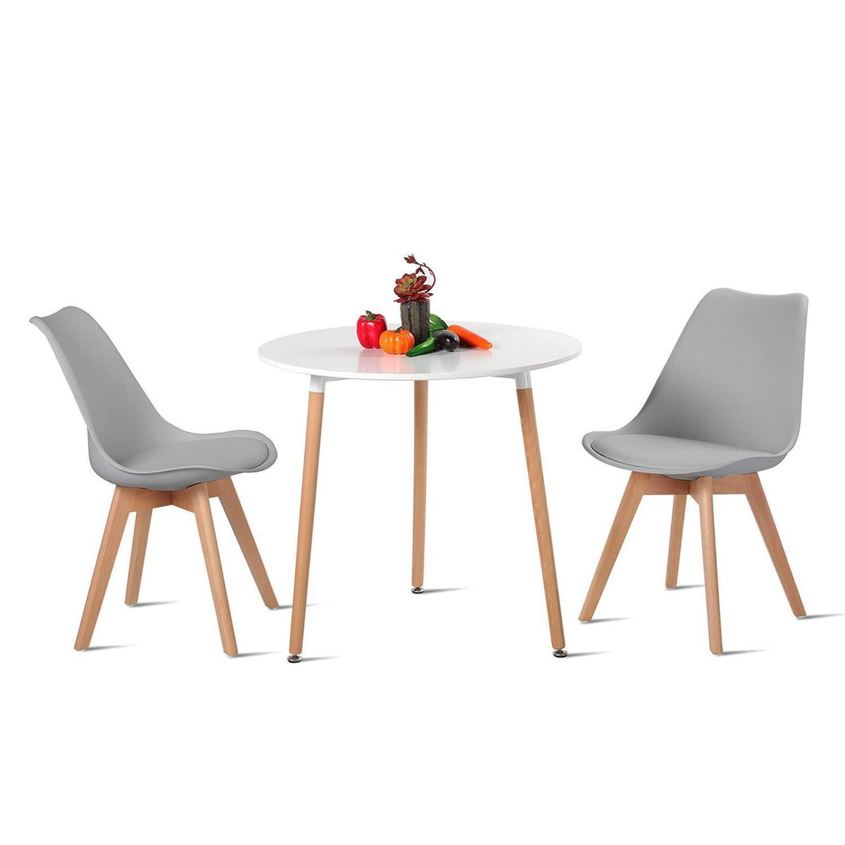 Essgruppe mit Tisch und 2 Grau Stühlen – Skandinavisches Design