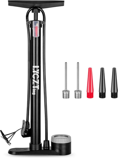 Fahrradpumpe mit Manometer und Doppelventil - 160 PSI Standpumpe