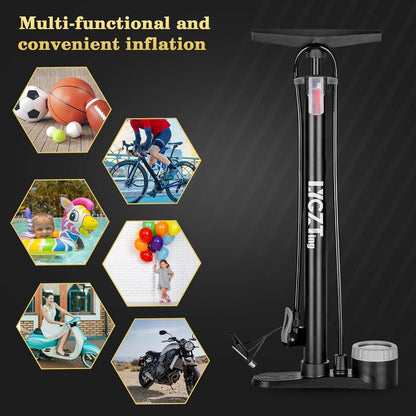 Fahrradpumpe mit Manometer 160 PSI Standpumpe Hand Fuß aktiviert