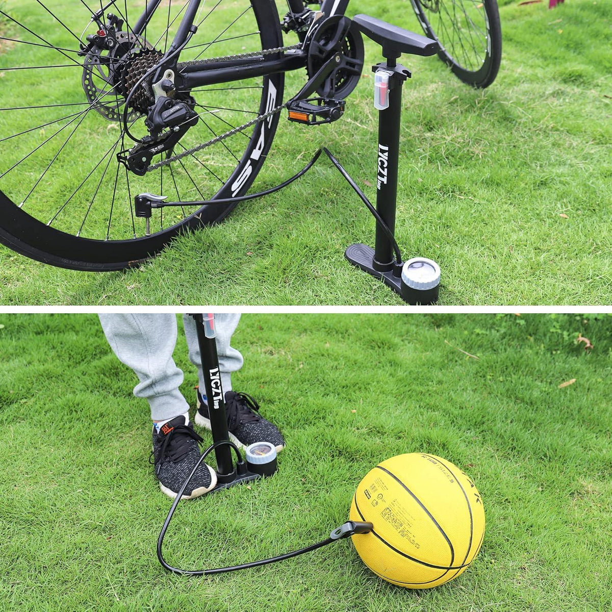 Fahrradpumpe Tragbare Standpumpe mit Manometer Hand Fuß Aktiviert 160