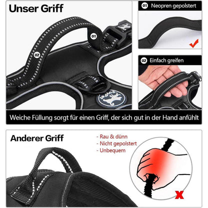 PoyPet Hundegeschirr Front Reflektierend Schwarz S - Bequeme