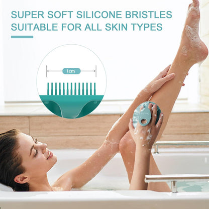 BEAUTAIL Silikon Körperbürste - Sanftes Peeling für Frauen, Männer, Babys - Cyan
