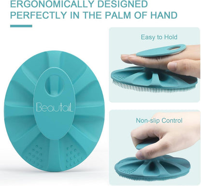 BEAUTAIL Silikon Körperbürste - Sanftes Peeling für Frauen, Männer, Babys - Cyan