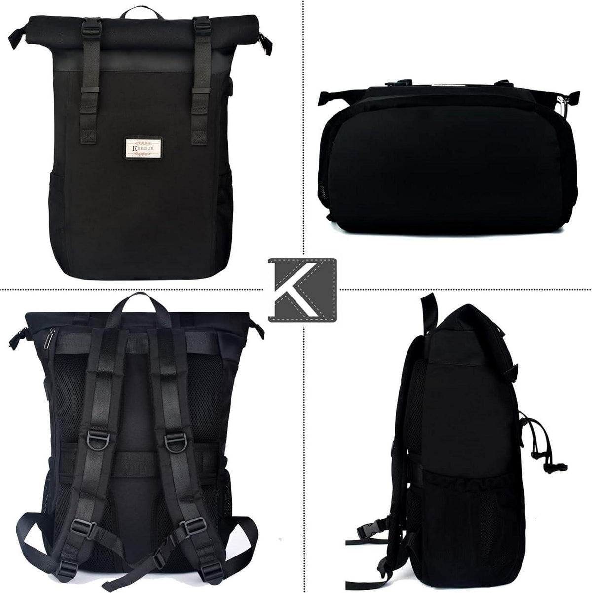 KeKour Laptop Rucksack Damen 12-17 Zoll Schulrucksack Braun