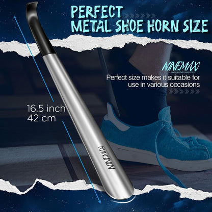NINEMAX Schuhlöffel Edelstahl 42cm 2er Pack - Stabiler Shoe