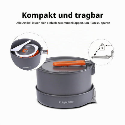 Camping Kochset 12-teilig – Leicht & Robust für 3-4 Personen