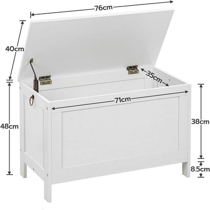Truhe mit Stauraum, Sitzbank Weiß 76 cm