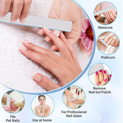 Nagelfeile 100/100 Set 12 Stück Acryl falsche Nägel Schmirgelbrett waschbar
