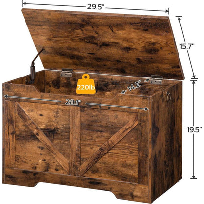 Truhe mit Stauraum & Sitzbank, Dunkelbraun 75cm