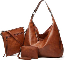 Vintage PU Leather Tote Bag Women's Handbags Hobo Shoulder Zipper