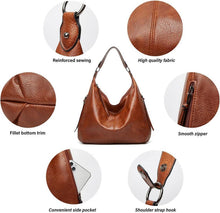 Ashioup Vintage PU Leather Women's Hobo Tote Bag Zipper