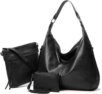 Vintage PU Leather Women's Tote Bag with Zipper and Shoulder Strap