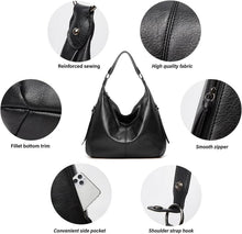 Damen Vintage PU Leder Shopper Tasche mit Reißverschluss