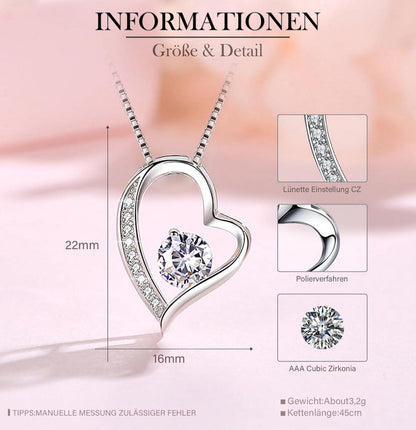 Rote Ewige Rose 925 Silber Halskette Geschenkbox