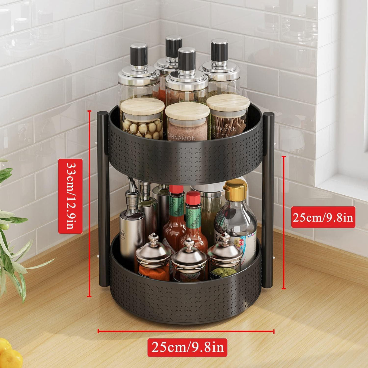 Drehbares Gewürzregal Kohlenstoffstahl Organizer Lazy Susan