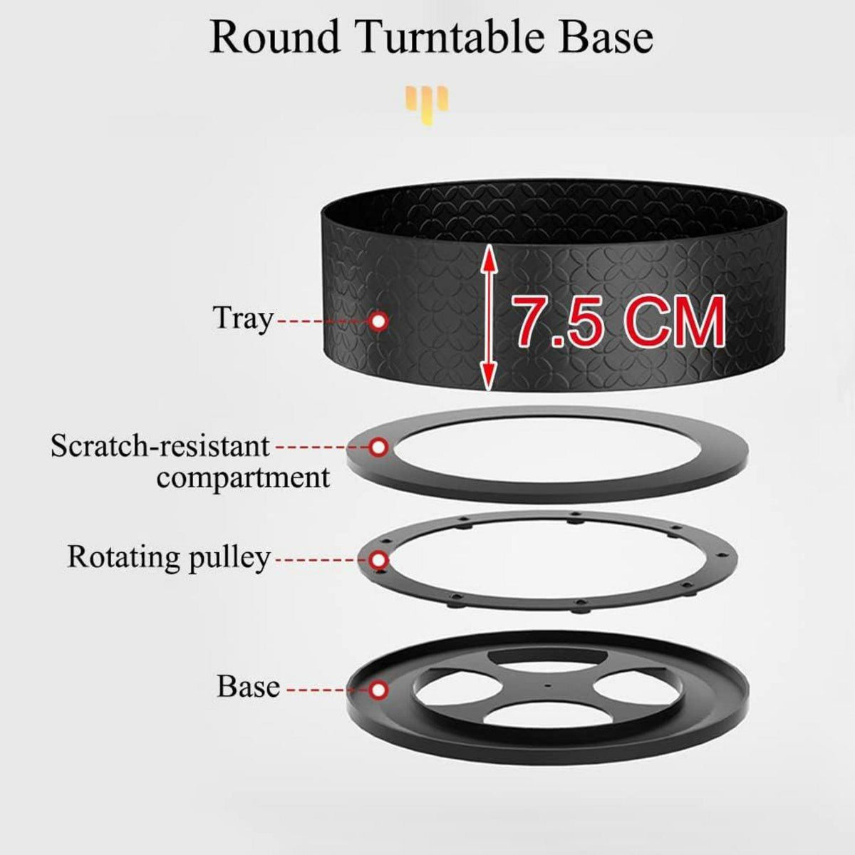 YunNasi Gewürzregal Drehbar Lazy Susan Organizer Schwarz 360° Küchen Organizer 1 Etagen