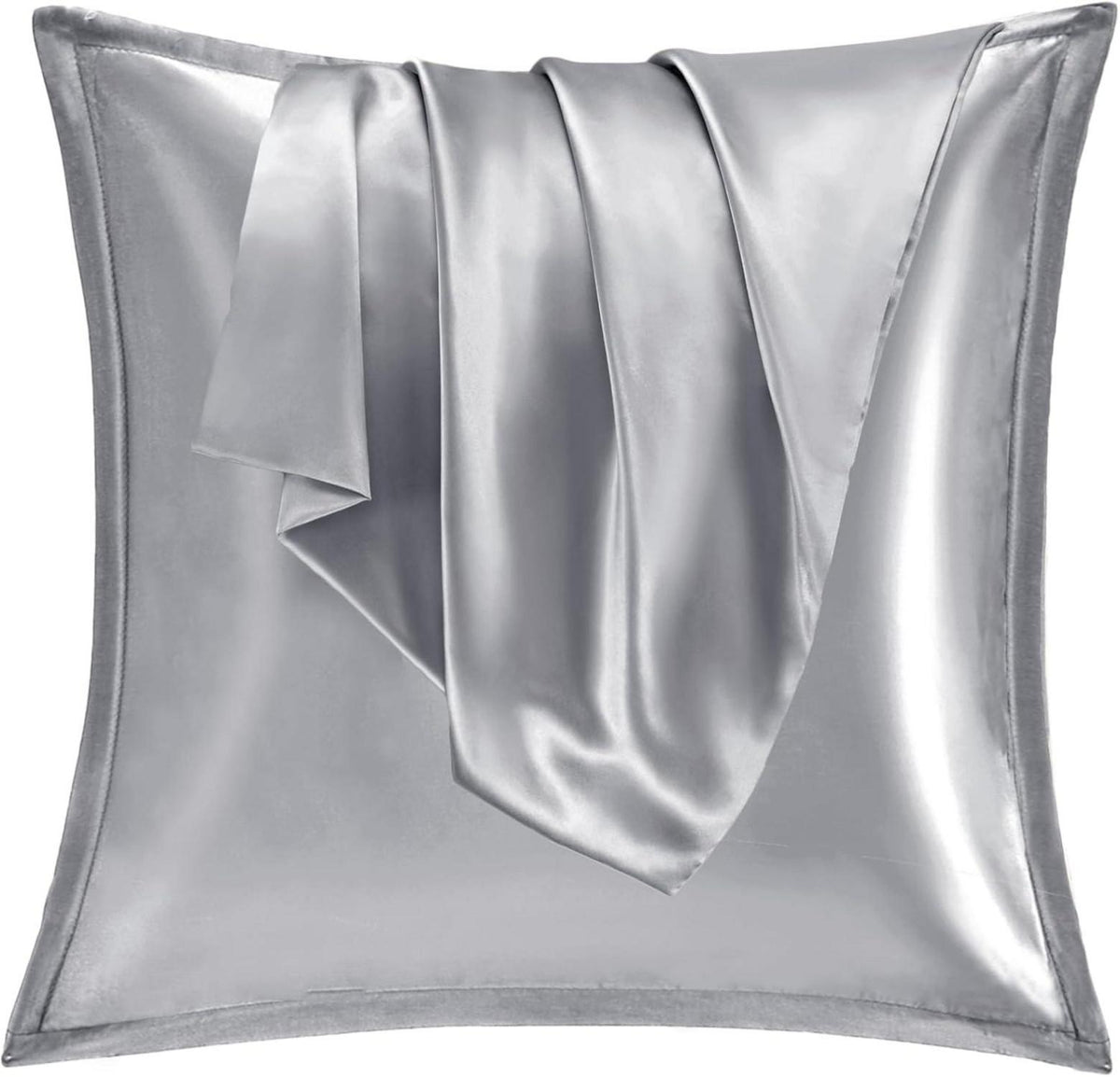 Satin Kissenbezug 80x80 Set Seidig Weich Reißverschluss Grau