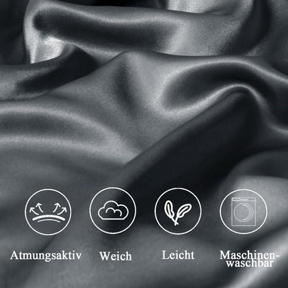 Satin Kissenbezug 80x80 Dark Gray 2er Set mit Reißverschluss