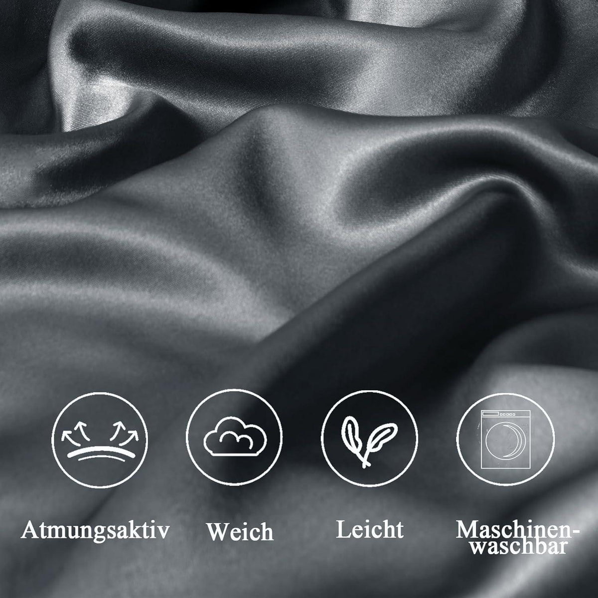 Satin Kissenbezug 80x80 2er Set Weich Seidenkissenbezug Curly Haar