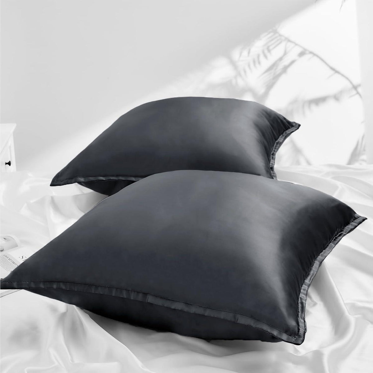 Satin Kissenbezug 80x80 2er Set Weich Seidenkissenbezug Curly Haar