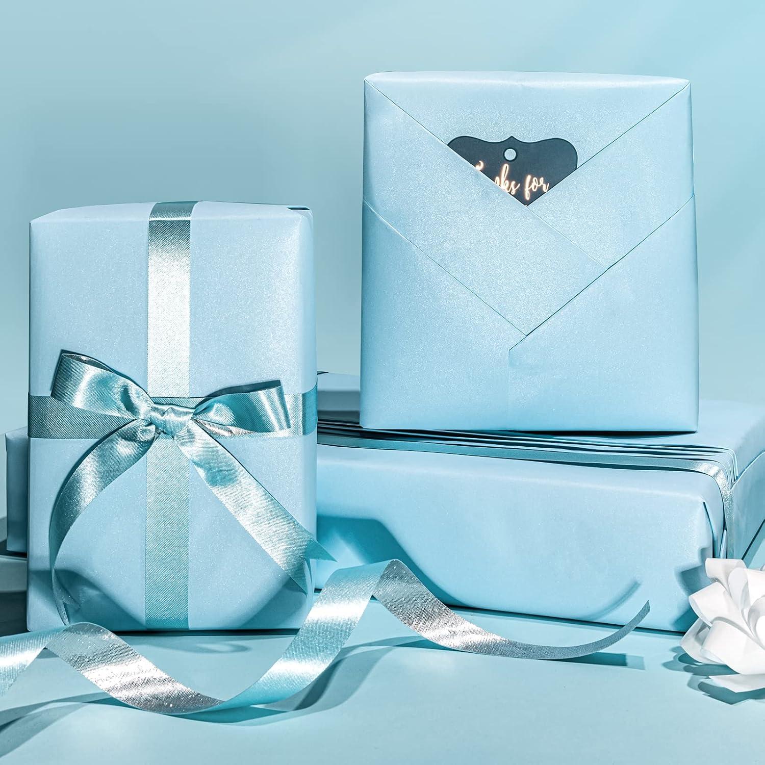 Blau Mattes Geschenkpapier Minirolle Perlmutt Glanzpapier