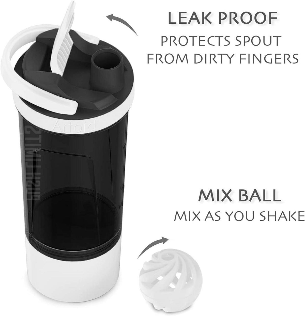 Fitness Protein Shaker Flasche 680ml Dual Mixing Technology Push Limits