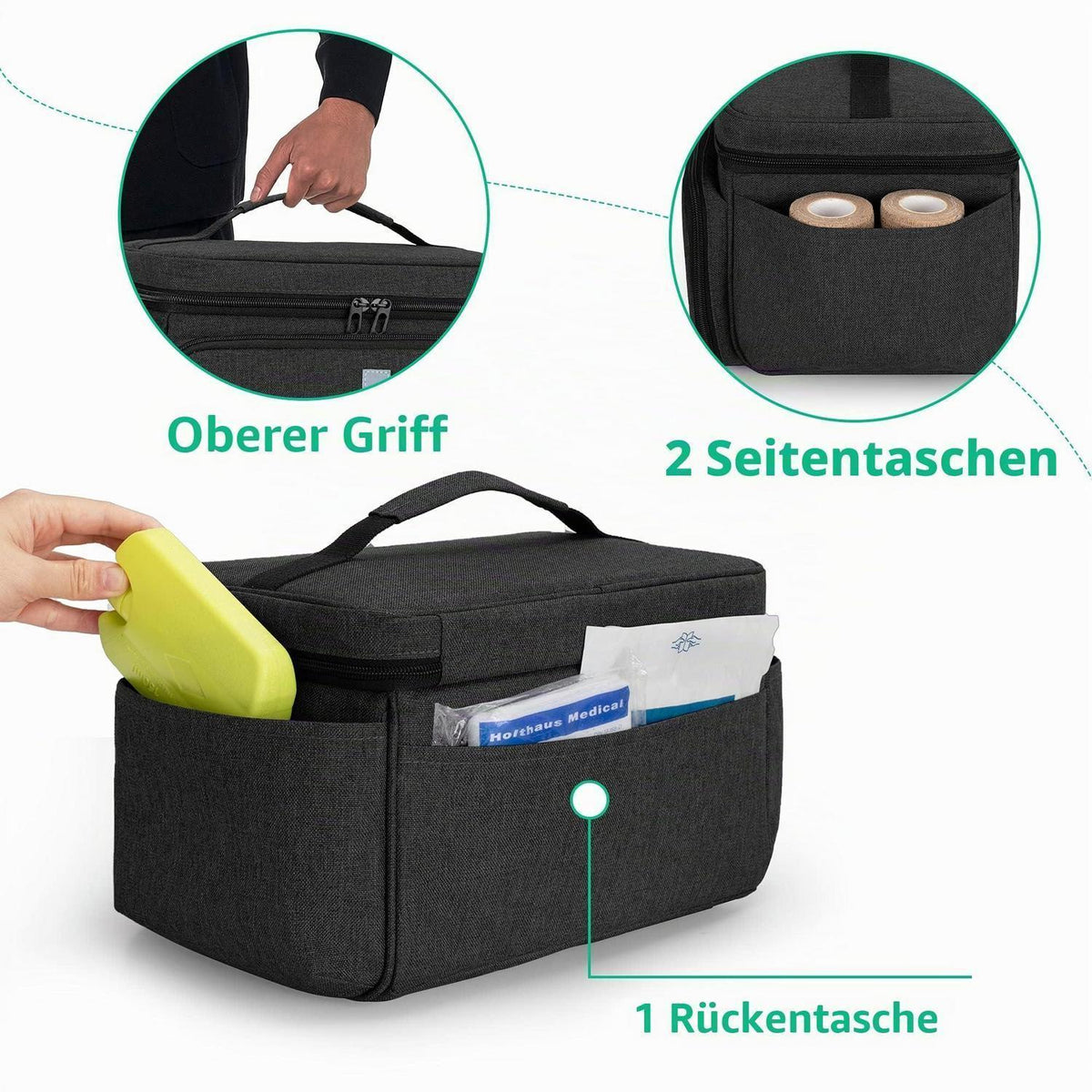 Erste Hilfe Set Tasche – Medizinische Notfalltasche Schwarz