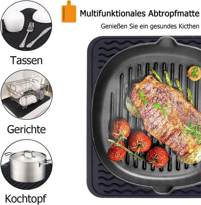 Abtropfmatte Silikon 50x40 cm hitzebeständig rutschfest für Geschirr