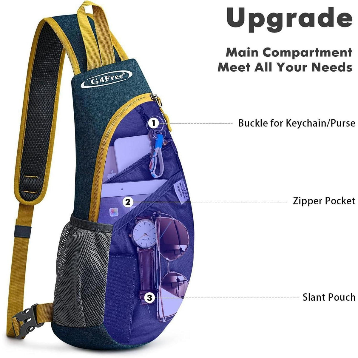 Leichte Brusttasche Dunkelblau für Wandern & Radfahren
