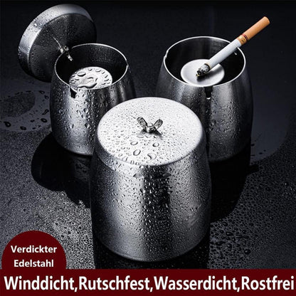 Großer Windgeschützter Aschenbecher mit Deckel für