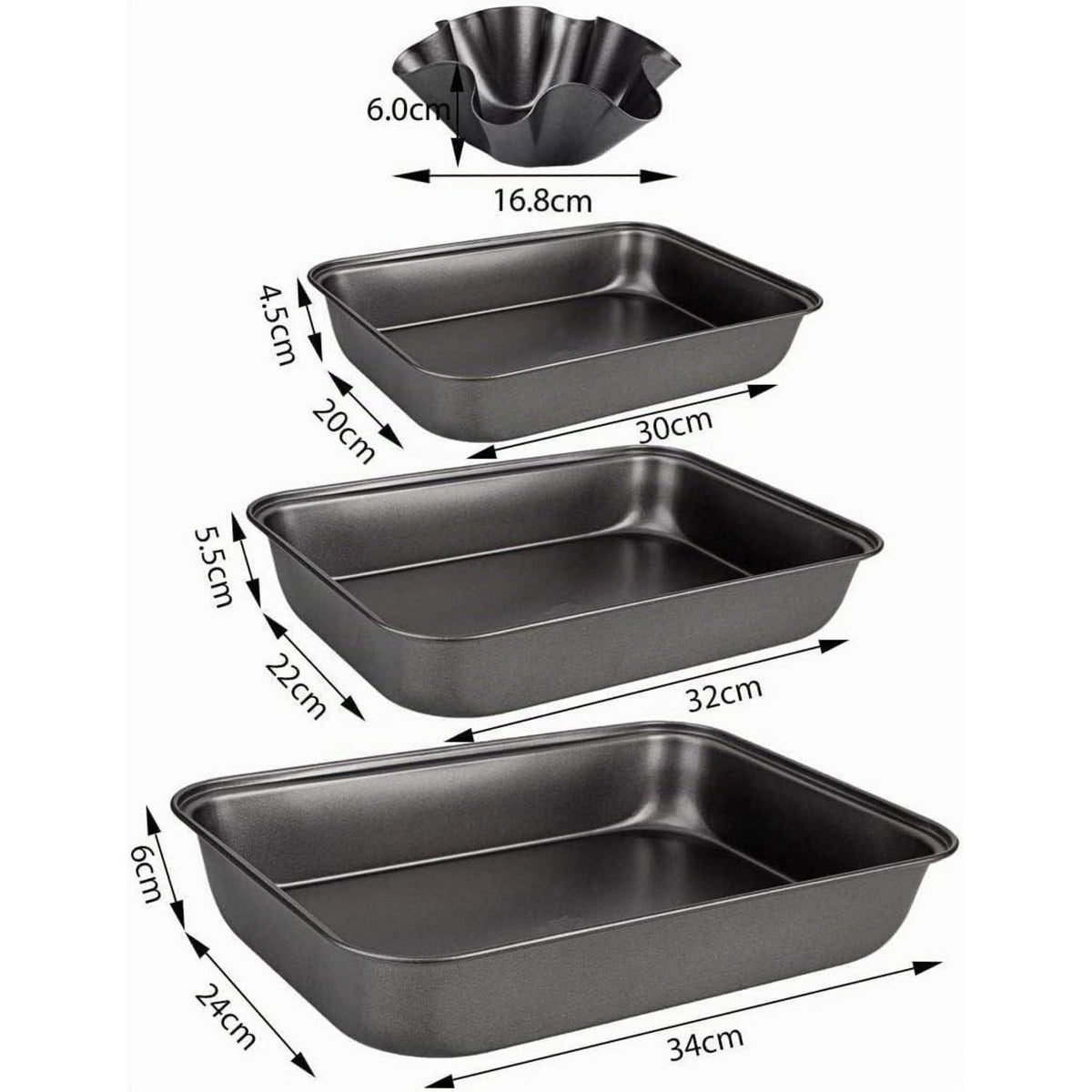 Auflaufform Set 4er-Pack – Kohlenstoffstahl