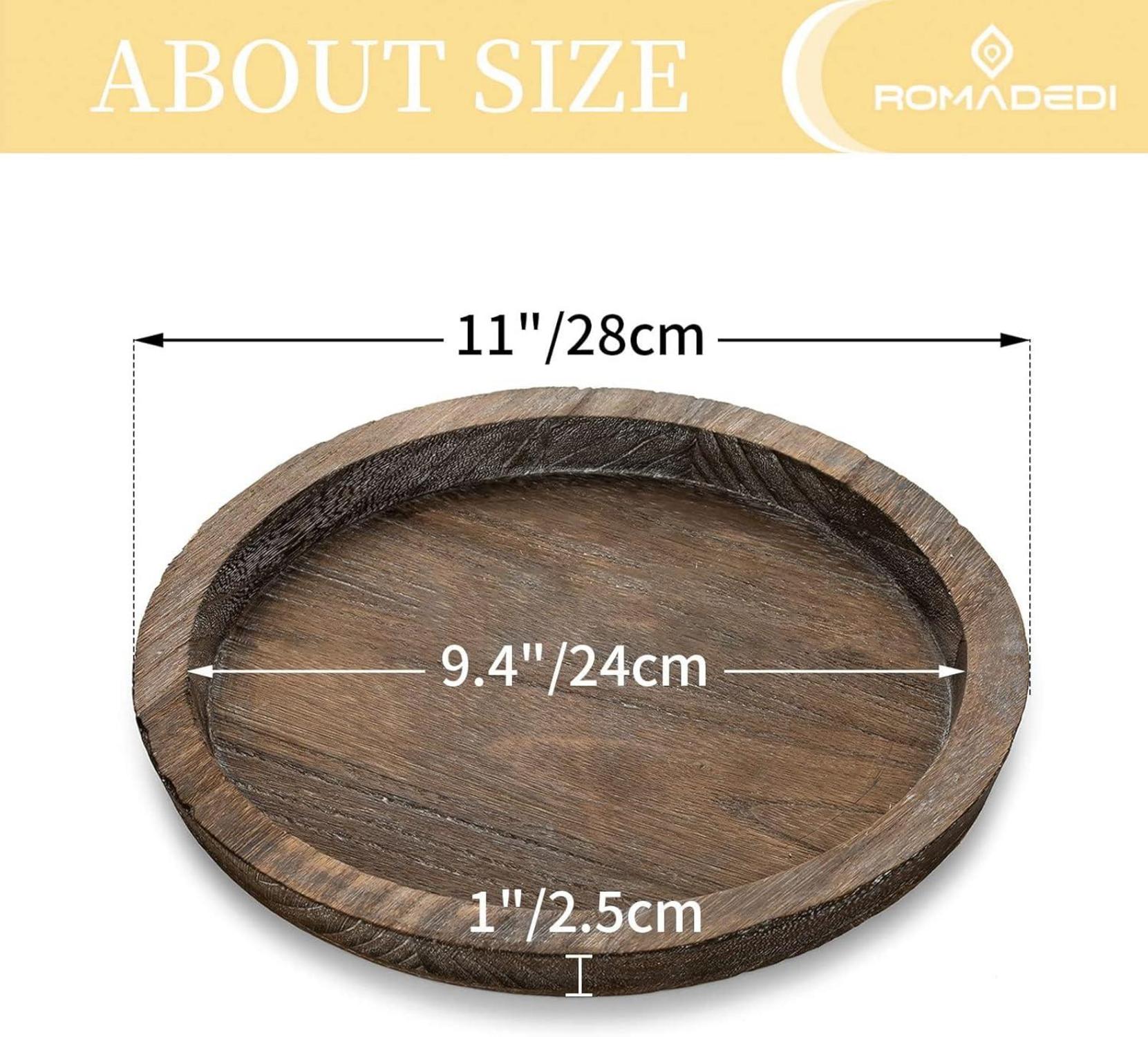 Holz Tablett Kerzentablett Deko Rund 29cm Stumpenkerzen Teelichter
