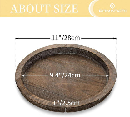 Holz Tablett Kerzentablett Deko Rund 29cm Stumpenkerzen Teelichter