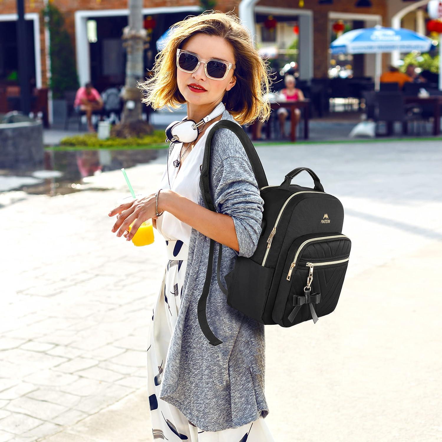 Rucksack Damen Klein Elegant Wasserdicht USB Schwarz