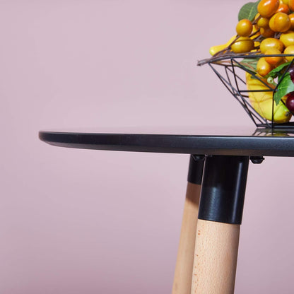 Runder Esstisch Set Schwarz Grau | Skandinavisch Holz 80cm