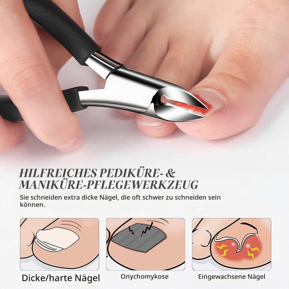 Fußnagelschere Profi – Edelstahl für Dicke & Eingewachsene Nägel