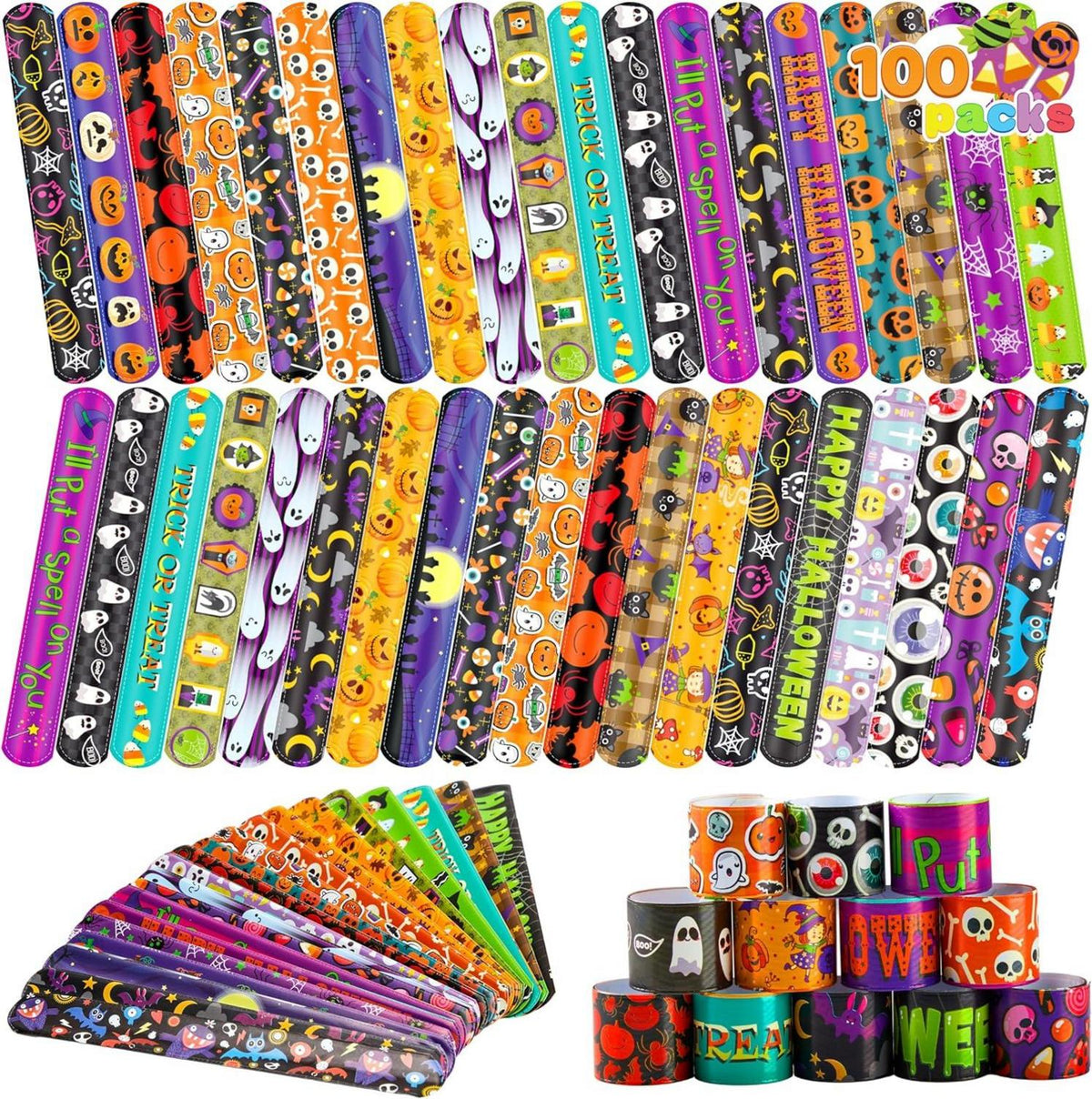 100 Halloween Slap Armbänder Party Favor Tütenfüller