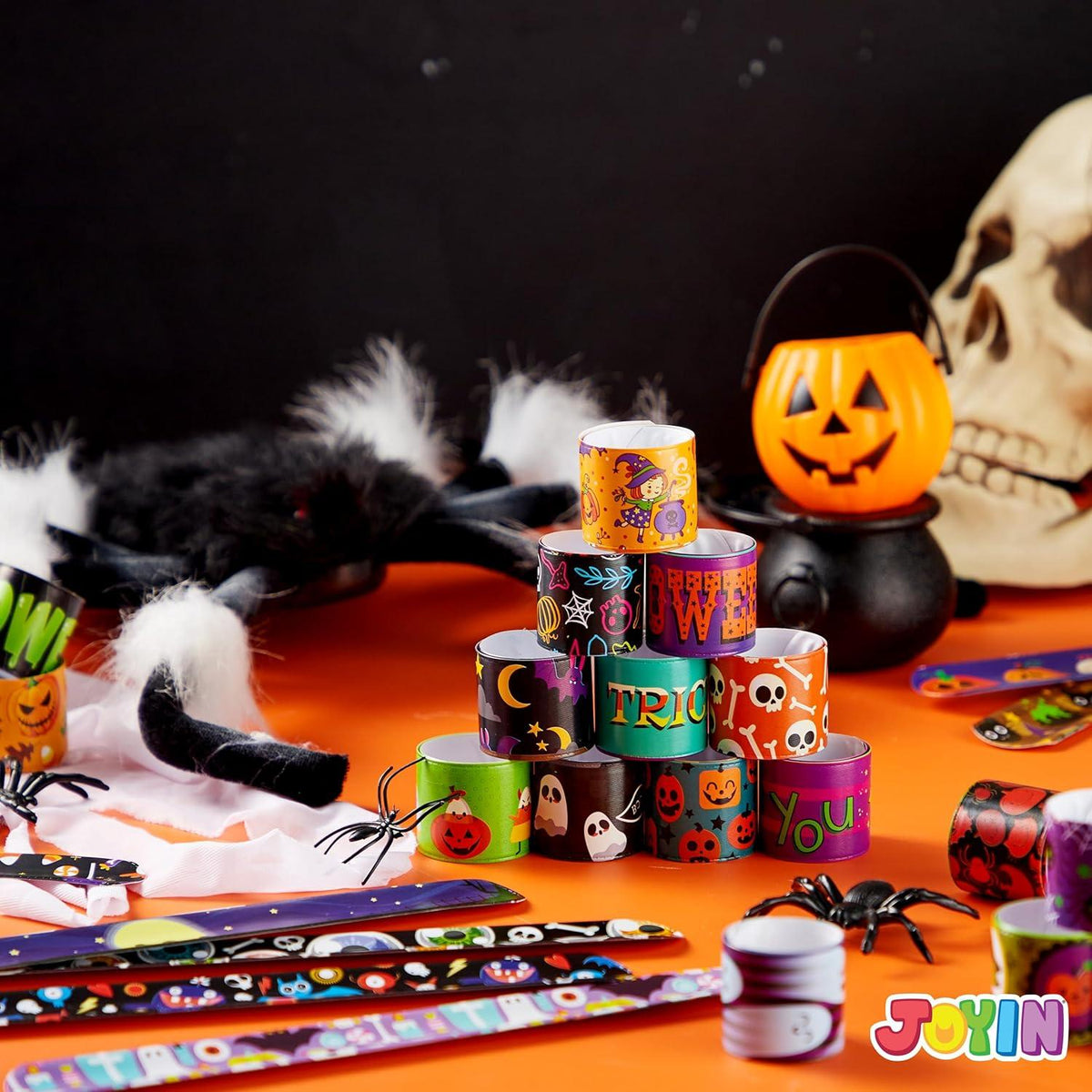 100er Set Halloween Slap Armbänder für Kinder, Party Favors