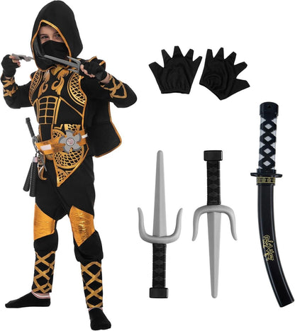 Halloween Ninja Kostüm Golden Fighter Kinder Jungen Small Gold