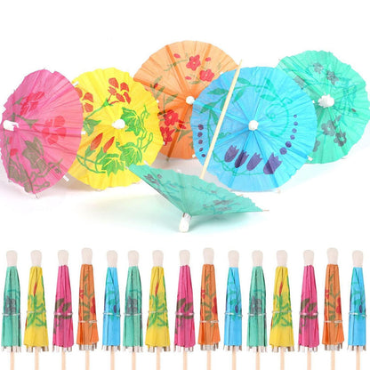 60 Cocktail Schirmchen - Bunte Papierschirmchen für Bar & Party